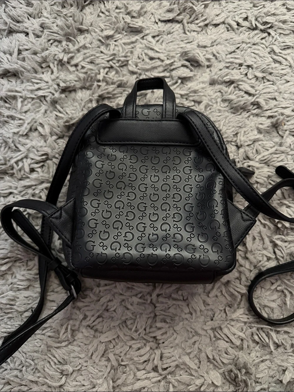 Guess Black Mini Logo-Embossed Backpack